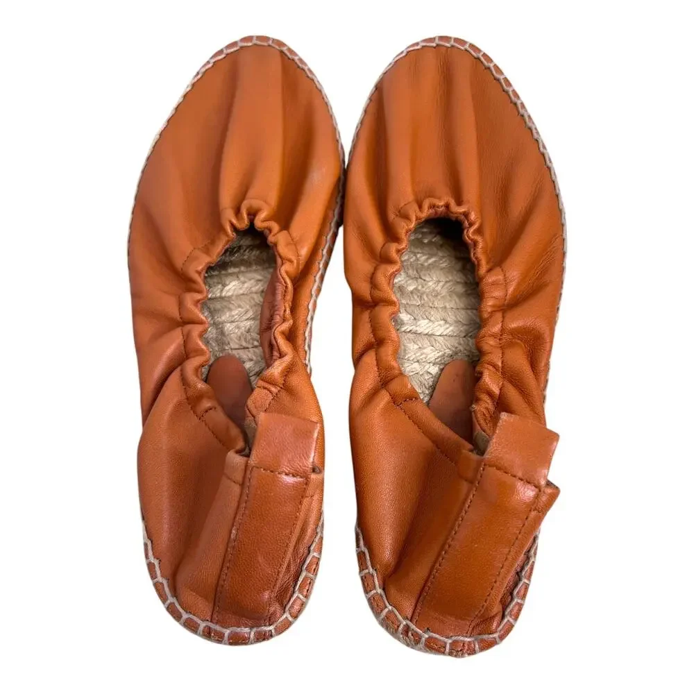Vince. the Rae Lambskin Leather Espadrille Elasticized Topline in Tan W's Sz. 10